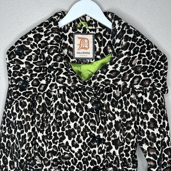 Dollhouse Hooded Cheetah Print Coat Size Large - Picture 2 of 15